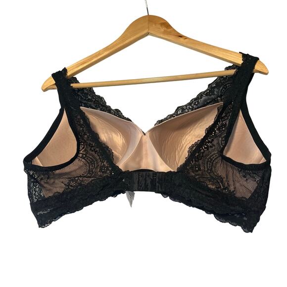Gilligan O Malley Women's XL Padded Lace Bralette Black Nude Mesh Lace - Picture 3 of 5